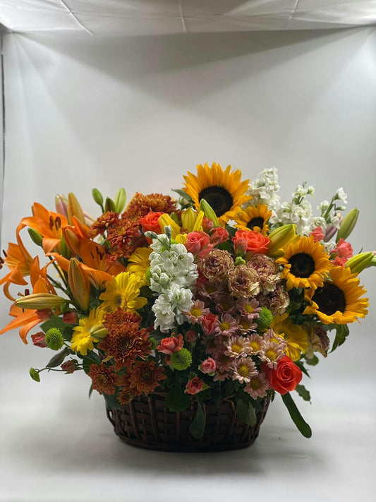 mix flowers basket