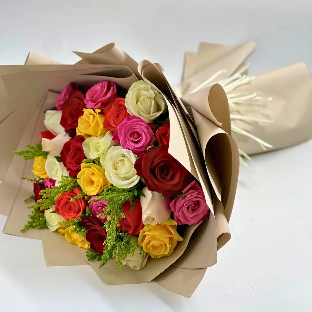 multi color roses bouquet abdoun flower shop